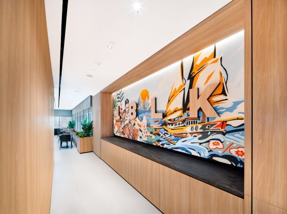 Colorful mural in modern office space