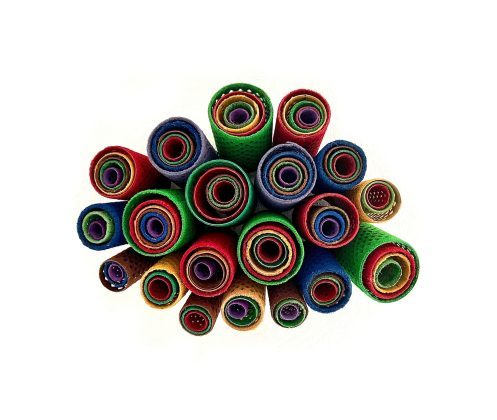 a group of colorful rolls