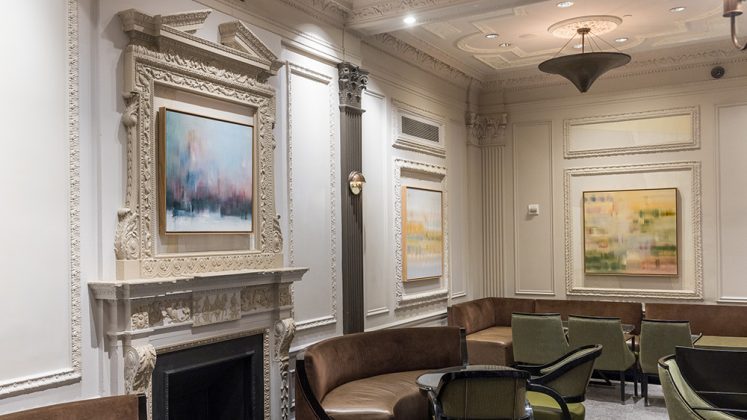 room full of paintings