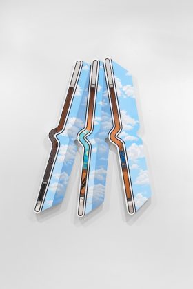 Abstract art with cloud patterns.