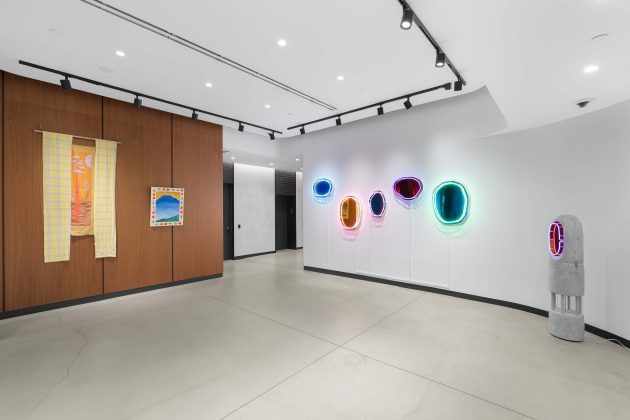 Installation view, Purview, Gallery 85. Blue Mountains by Polly Shindler.