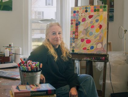 Artist Polly Shindler in her Millerton studio.